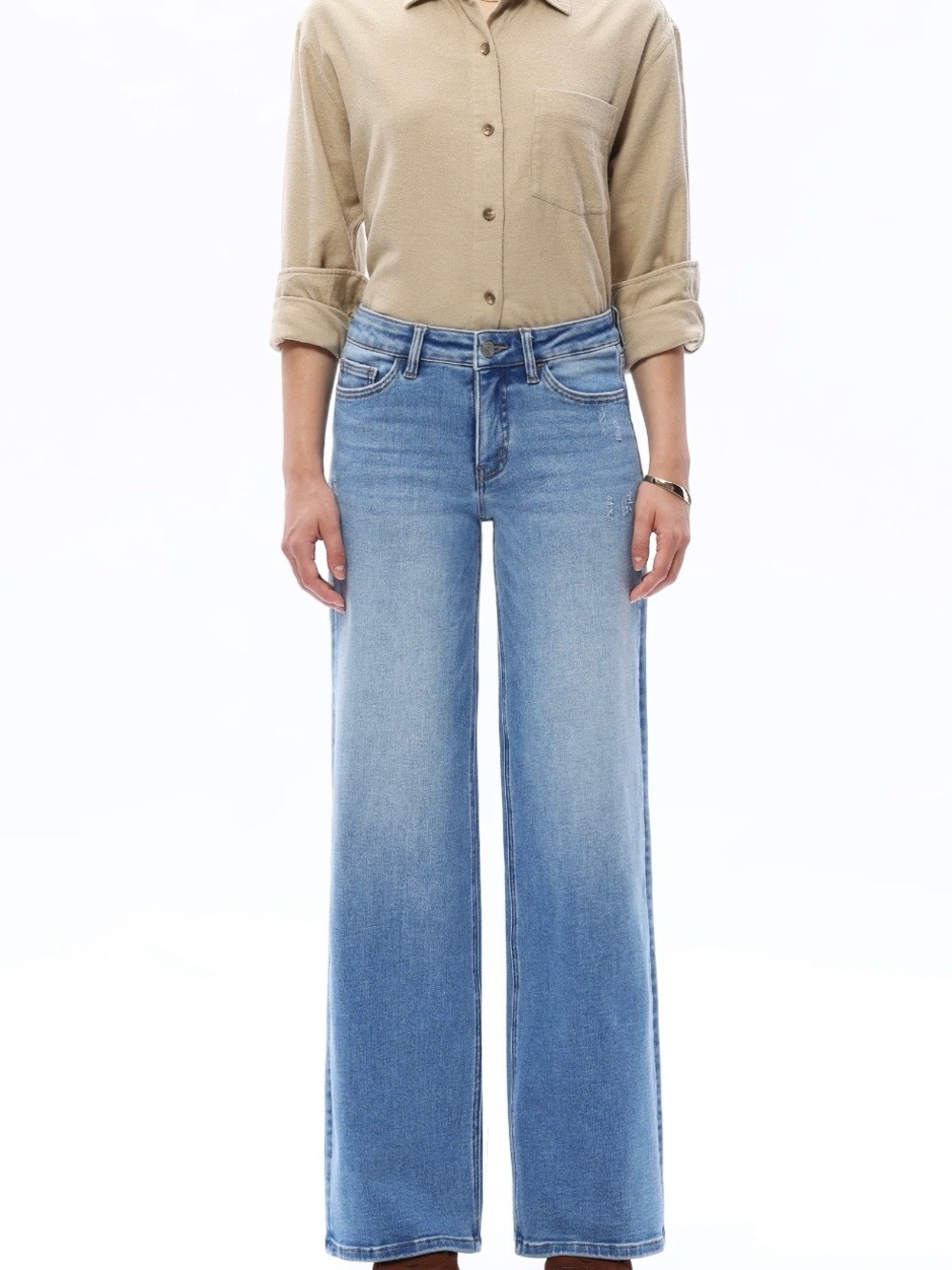 High-Rise Wide Leg Jeans in Dark Blue Wash